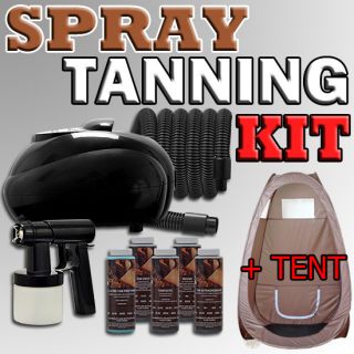   Sunless Spray Tanning KIT Machine & TENT Solution Airbrush w/ Heat
