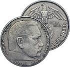 1936 D GERMANY HINDENBURG THIRD REICH 2 REICHSMARK SILVER COIN DOUBLE 