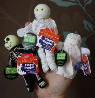 New – Glow in the Dark Finger Puppets Halloween – Ghost, Mummy 