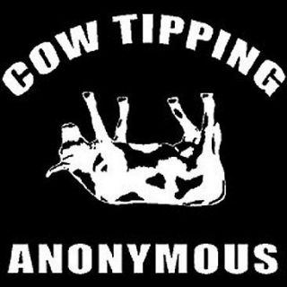 Funny T Shirt Cow Tipping Anonymous Large Black Tee Rude Shirt 