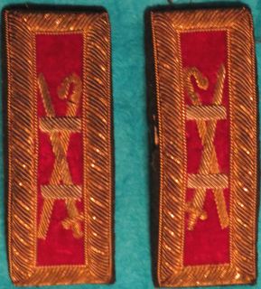 Red Felt Bulleon Epaulettes with Sheppards Crook & Sword markings 