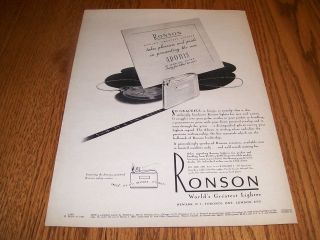 1947 RONSON ADONIS LIGHTER SLIM AS A FINE WATCH AD