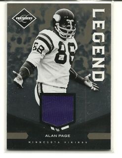 2011 Leaf Limited Alan Page Game Used Jersey Card Purple People 