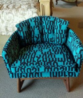 ADRIAN PEARSALL MID CENTURY MODERN CHAIR MAHARAM LETTERS FABRIC 