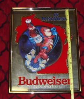 Bud Man In Wisconsin Mirror~1990~Anheuser Busch~Budweiser Beer~Item 