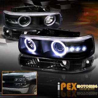 CHEVY SUBURBAN HALO+LED PROJECTOR HEAD LIGHT+BUMPER BLK(Fits Tahoe)