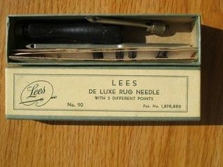 Lees DELUXE RUG NEEDLE #90 1930s w/Instructions 2 needles Boxed