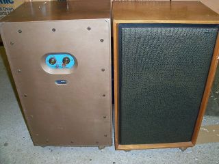 Speakers GOODMANS MAGNUM K 38x29x61cm pair teak finish 1970s HEAVY 