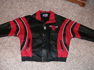   Mens size M NBA Chicago Bulls Red Black & White Leather Starter Jacket