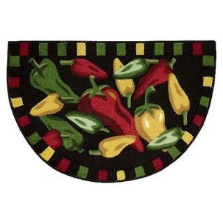 Slice Chili Hot Pepper Red Green Yellow Kitchen Small Rug Accent 