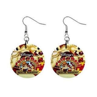 New* HOT CHIP AND DALE RESCUE RANGERS Button Earring 1