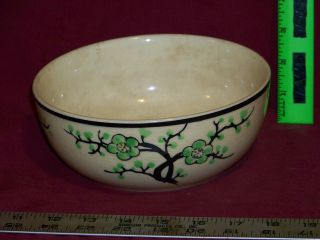 Antique Moriyama Art pottery bowl, dish, cherry trees, Japan