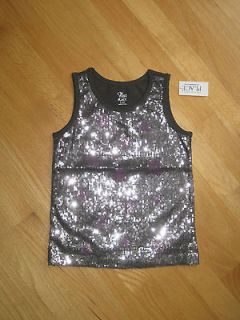 Girl PURPLE STARS Shiny gray sequins tank top blouse shirt NWT 4 5 6