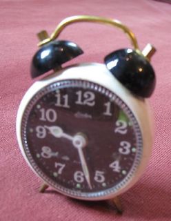 Vintage Linden Alarm Clock Mini Small Metal Black & White 3 Japan