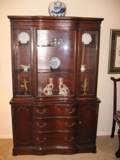Beautiful Antique Mahogany China Cabinet with Double Serpentine Front 
