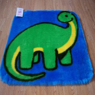 Colorama Childrens Blue / Green Dinosaur Fur Rugs Washable Anti Slip 