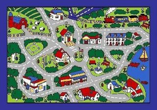   MAP GREY CARS TRUCK CHILDREN PLAY RUG FOR KIDS 5 X 7 NON SKID AREA RUG