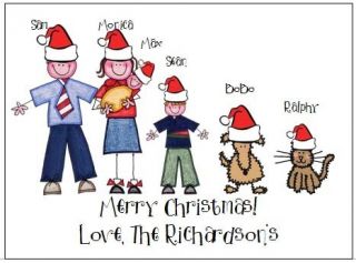 Christmas Stick Figure People Note Cards Super Cute