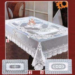 NIB 60x104 RECTANGLE WHITE POLYESTER LACE TABLE CLOTH