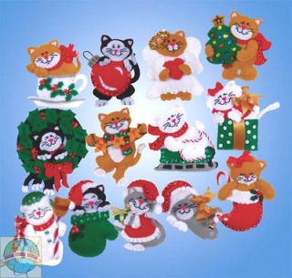 Felt Embroidery Kit ~ Design Works Lotsa Cats Christmas Ornaments (13 