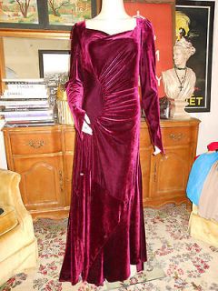 PYRAMID COLLECTION womens long wine velvet dress gown sz S NWOT