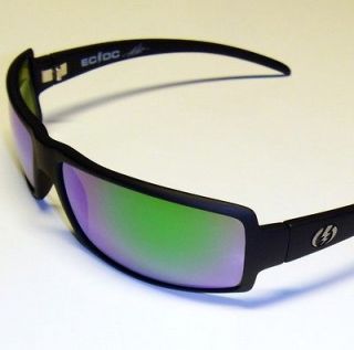 Electric EC/DC Sunglasses Matte Black/Grey w Green Chrome Mirror Made 