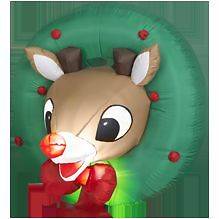 RUDOLPH RED NOSED REINDEER CHRISTMAS INFLATABLE WREATH