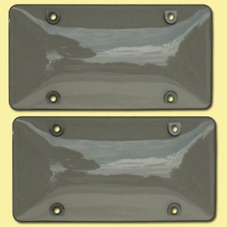 TWO TINTED PLASTIC LICENSE PLATE SHIELD cover tag protector smoke dark 