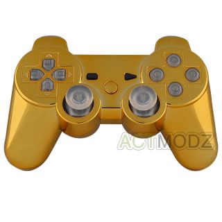 Hot Gift Chrome Gold Housing Shell For PS3 Controller With Clear 