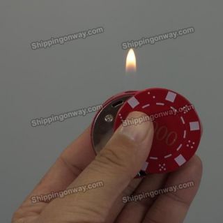  Casino Poker Chip Shaped Butane Gas Cigarette Cigar Flame Lighter