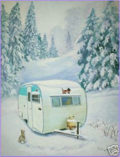   Serro Scotty Christmas Travel Trailer Camper RV ART Boxed Note Cards