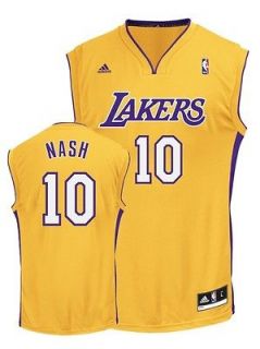 Adidas Steve Nash #10 LA Los Angeles Lakers NBA Gold Yellow Home 