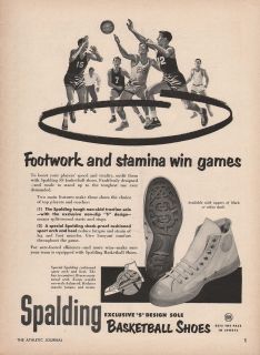 Vintage 1949, 1952 SPALDING Basketball Shoes Print Ads