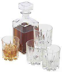 Excalibur Whiskey 5 Piece Decanter Gift Set   Made In Italy