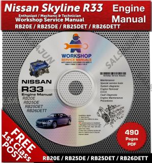 Nissan Skyline R33 Engine workshop manual E BCNR33 RE20E RB25DE 