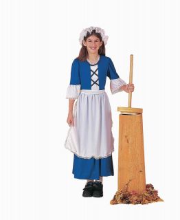 COLONIAL GIRL COSTUME CHILD PEASANT PILGRIM PIONEER PRAIRIE BLUE 