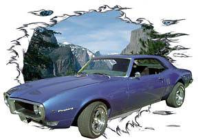 1968 Blue Pontiac FireBird a Custom Hot Rod Mountain T Shirt 68 