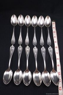 SJ26 ROGERS BROS 1847 OLD COLONY 12 TEA SPOONS 5 7/8 SILVER PLATE