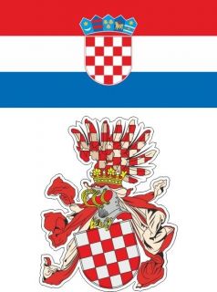 CROATIA flag + coat of arms 2x stickers decals zastava
