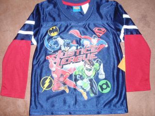 Boys DC Comics Justice League Superman Batman Flash Jersey T Shirt New 