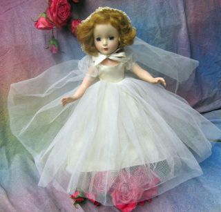 VINTAGE Madame ALEXANDER 1951 WENDY walker BRIDE doll HARD PLASTIC 15 