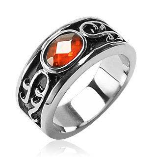   Surgical Stainless Steel W/ Amber Stone Mens Ring Chose Fr Sz9~Sz14
