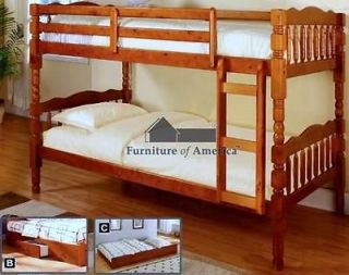 New American Oak Bunk Beds Twin Kids Bunkbeds Furniture