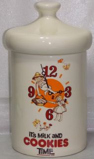 MINT Vintage 70s Its Milk & Cookies Time Cookie Treat Jar Clock w 