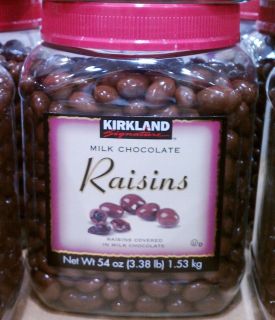 38 POUNDS KIRKLAND MILK CHOCOLATE COVERED RAISINS (54 OZ 