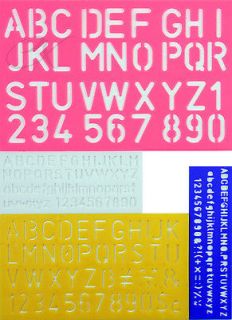 Stencil Lettering Guide Set Combo Pack   4PCs Alphabet & Numbers