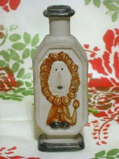 TAKAHASHI vintage LION face bottle SMALL VASE straw flower vase EXC