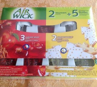 Air Wick 5 Bottles Scented Oil and 2 Warmers Harvest Spice/Vanilla 