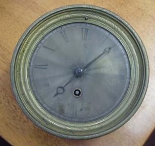 Antique French mantel clock movement and dial. Time only . spares 