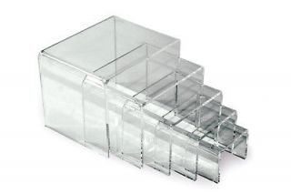   glossy Clear Acrylic jewelry display riser stand set of 5   2 to 4 W